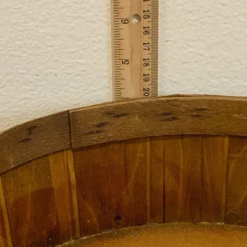 Unique Vintage Round Woven Splint Wood Basket - 12 Inches